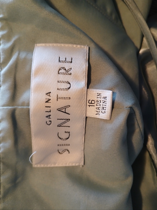 One-Shoulder Satin Evening Gown in Sage Green - Picture 5 of 7